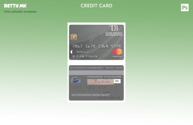 модерен стил Tunisia International Tunisia Bank шаблон за платина мастер карта